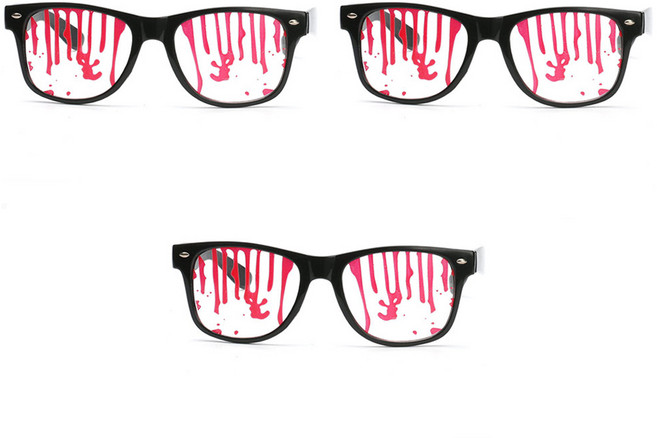 스투피드 블러디 뿔테 안경, 블랙 + 레드, 3개