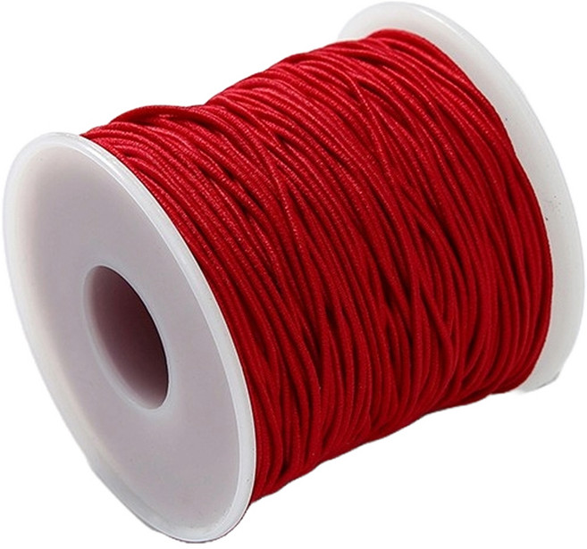 마다꾸미 컬러 고무줄 롤 수경끈 만들기 고무끈 대용량 1.2mm x 50m, 딥레드, 1개