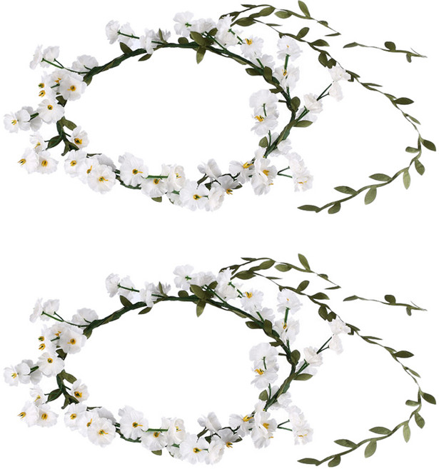 스투피드 월계수 화관, 화이트 + 그린, 2개