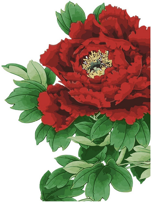 모모픽스페인팅 DIY명화그리기 40 x 50 cm, I45 붉은색 목단꽃, 1개