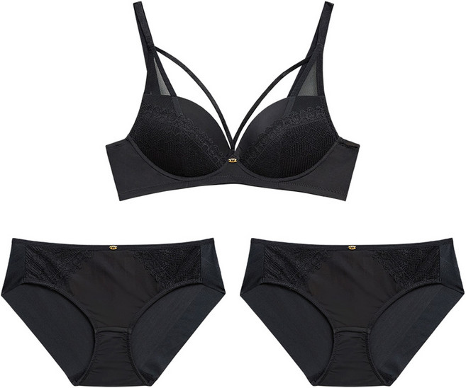 원더브라 여성용 홀리데이 하트핏 노와이어 브라1 + 팬티2 세트 WIZ019