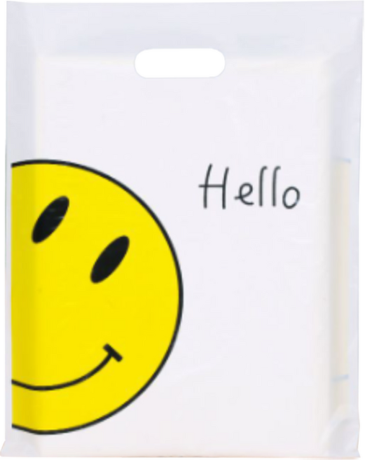 휴고잉 손잡이 비닐 봉투 쇼핑백, 스마일, 50개