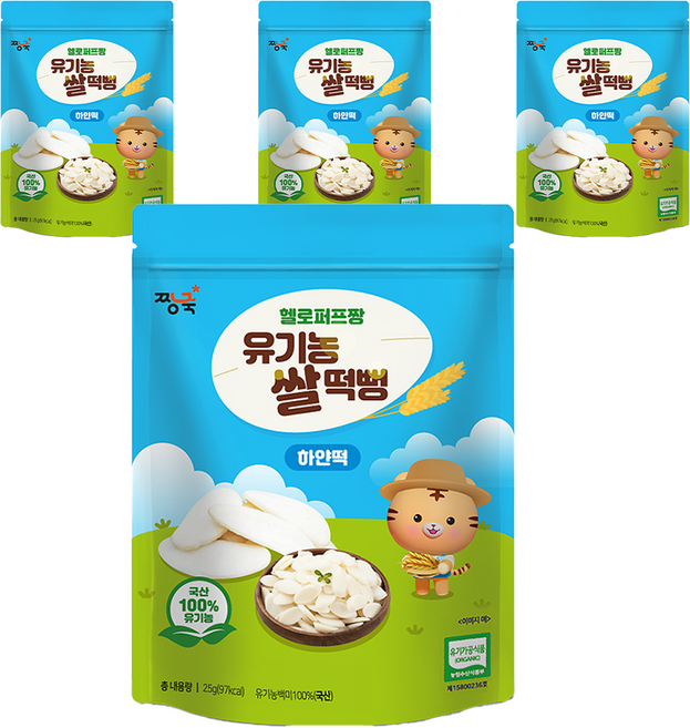 Jjangjuk 白年糕米餅, 白米, 4包, 25g