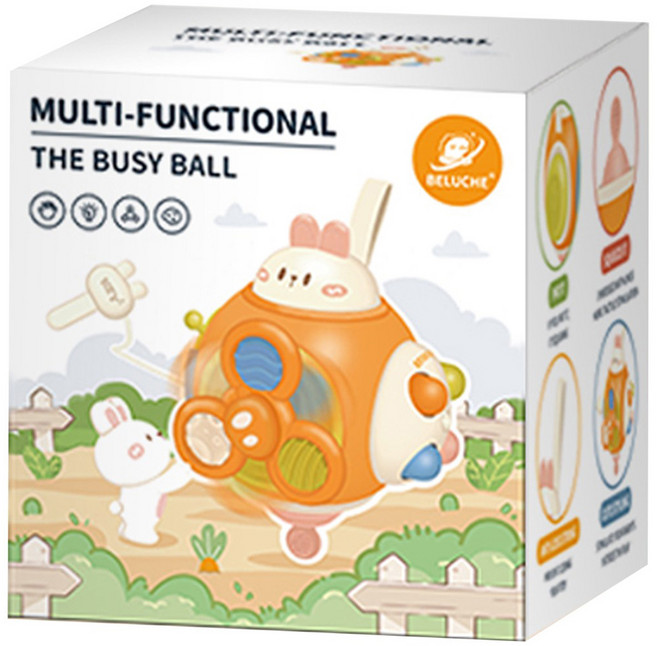 하늘썬별 토끼 아기 딸랑이 삑삑이 피젯 스피너 A belucQQ001, 1개, 색상 혼합