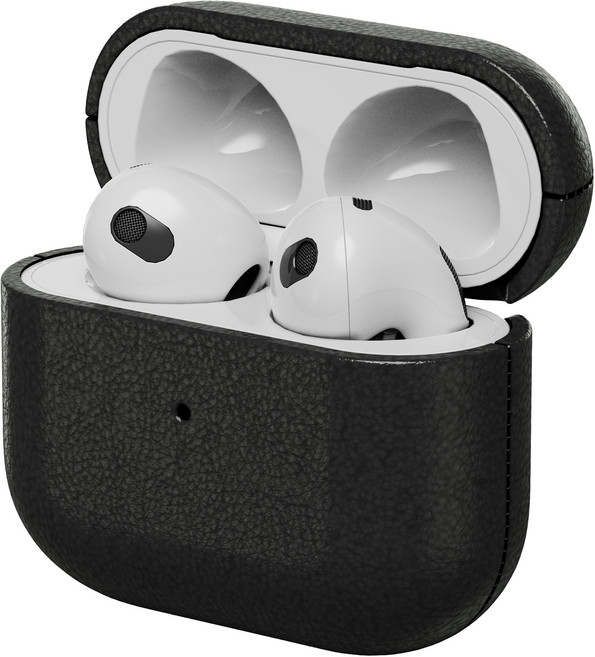 누아트 에어팟 모던 가죽 케이스, 에어팟 4세대, 블랙, 1개