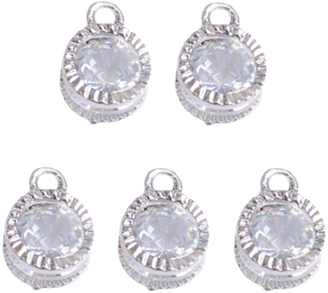 마다꾸미 크리스탈 목걸이 팬던트 목걸이 우정 팔찌 만들기 34 원형, 34 원형 실버, 5개