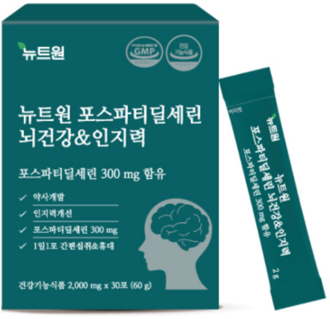 Nyuteuwon 磷脂醯絲胺酸 腦部健康 & 認知力營養品 30入, 60g, 1個