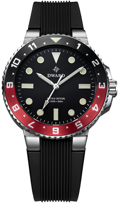 드워드 남성용 다이버 방수 메탈 손목 시계 러버스트랩 DW-208