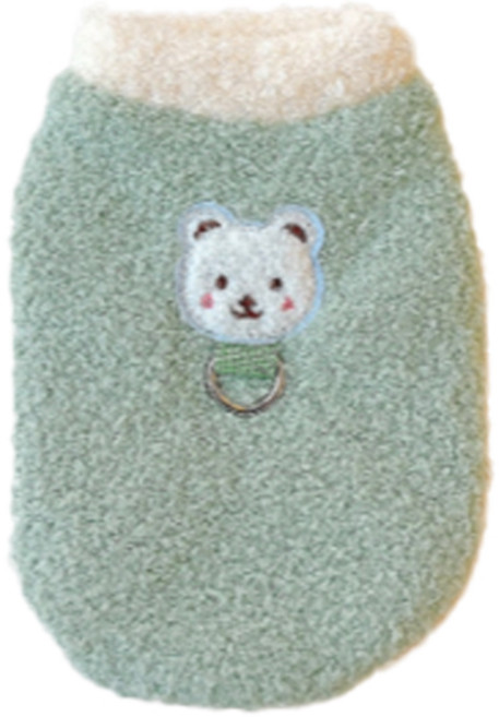 코코스튜디오 반려동물 포근베베 양털 하네스 티셔츠, 그린, 1개