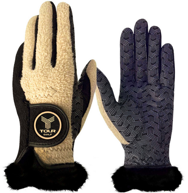 투어골프 여성용 방한 겨울 골프장갑 양손착용 세트, 샌드베이지, 1개
