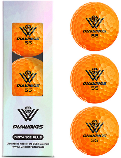 다이아윙스 고반발 비거리 전용 장타 골프공 M5 2피스 42.7mm, 오렌지 + 유광, 3개입, 1개