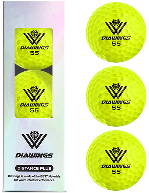 다이아윙스 고반발 비거리 골프공 2피스 42.7mm M5, 옐로우, 3개입, 1개