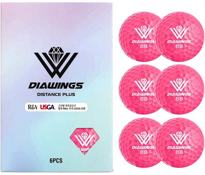 다이아윙스 고반발 비거리 전용 장타 골프공 M2 2피스 42.8mm, 핑크, 6개입, 1개