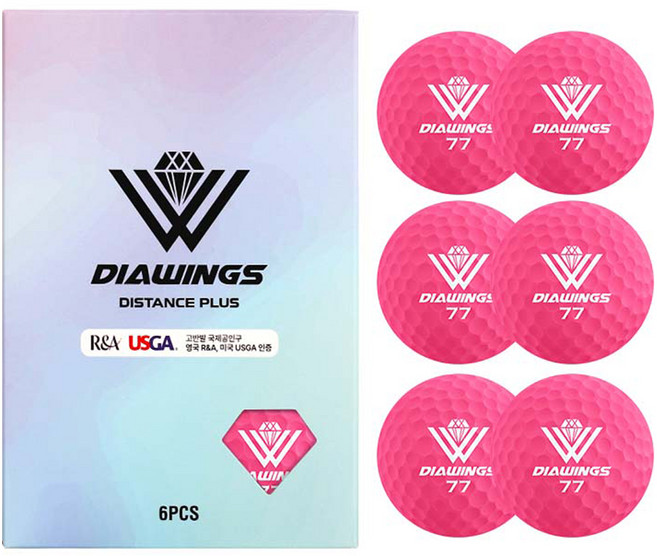 다이아윙스 고반발 비거리 전용 장타 골프공 M2 2피스 42.8mm, 핑크(무광), 6개입, 1개