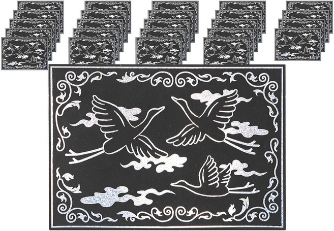 민화샵 스크래치 페이퍼 자개 만들기 세트 송학도 S240036C, 혼합색상, 25세트