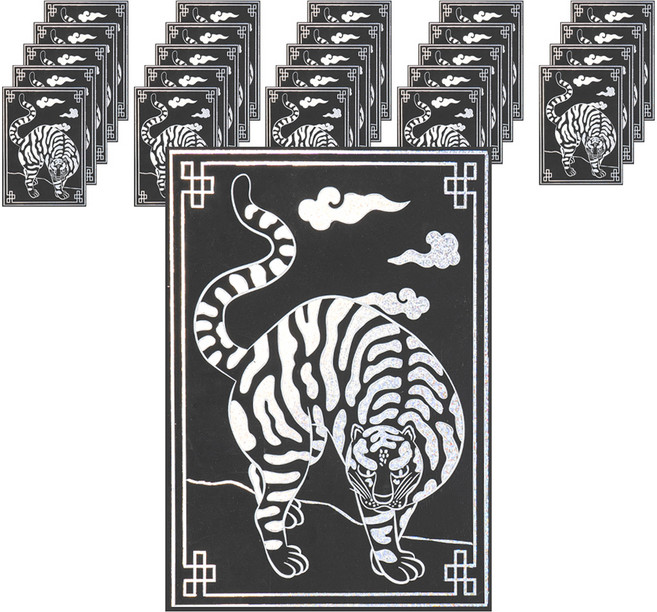 민화샵 스크래치 페이퍼 자개 만들기 세트 맹호도 S240036B, 혼합색상, 25세트