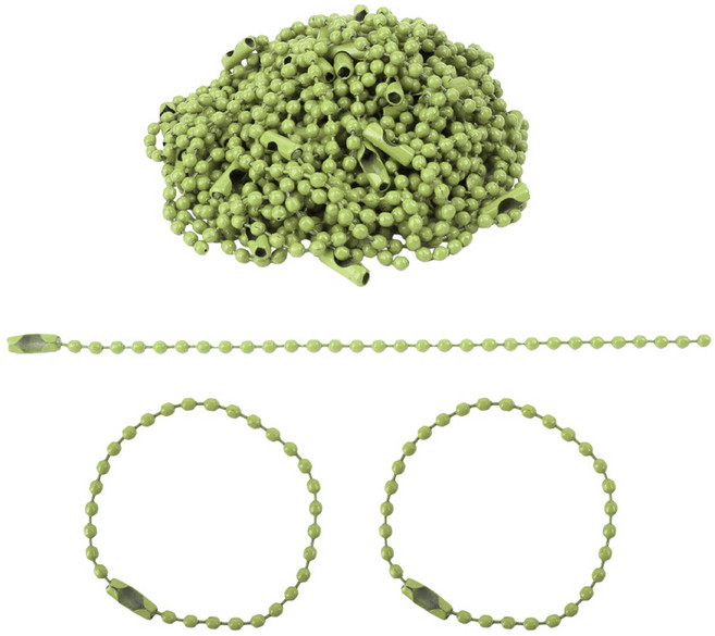리코즈 컬러 볼체인 군번줄, 연두, 50개