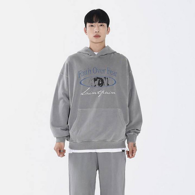 세인트페인 남녀공용 마리아 피그먼트 오버핏 면 후드