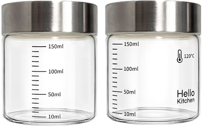 헬로키친 내열유리 눈금 유리병, 150ml, 2개