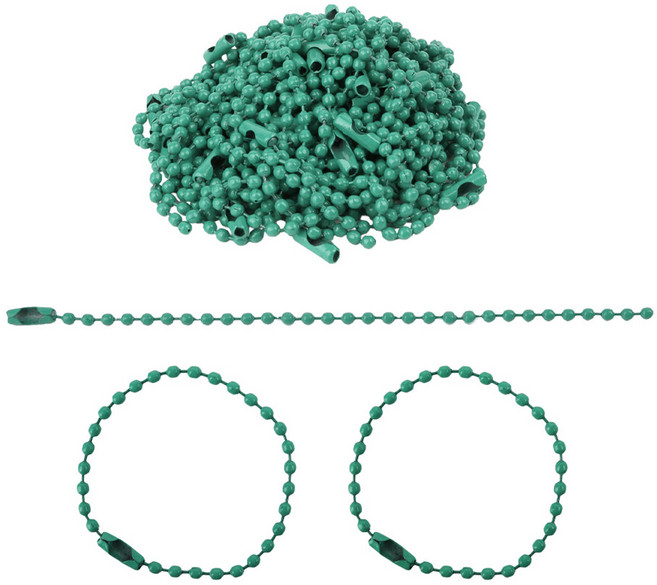리코즈 컬러 볼체인 군번줄, 초록, 50개