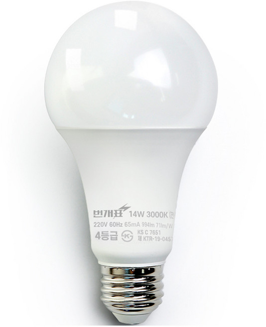 번개표 컨버터 내장형 LED전구 14W, 전구색, 1개