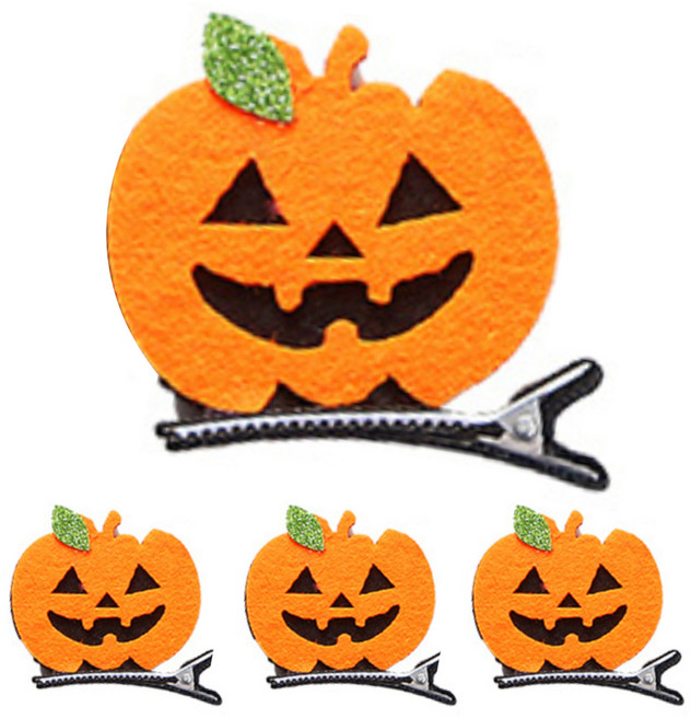 블랙트리 할로윈 소품 헤어 머리핀, 호박, 4개