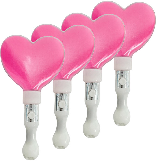 파티공구 LED 하트봉, 핑크, 4개