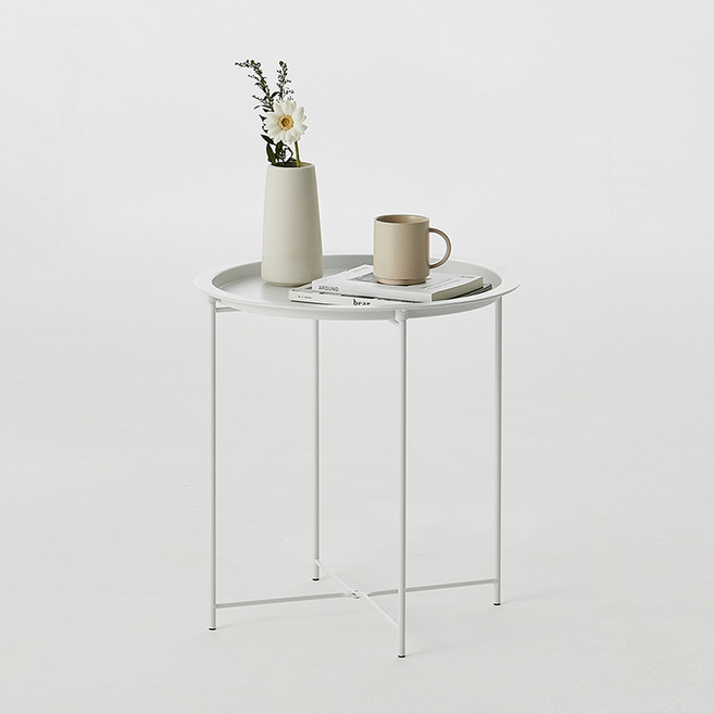 휴 468 라운드 사이드테이블, 화이트