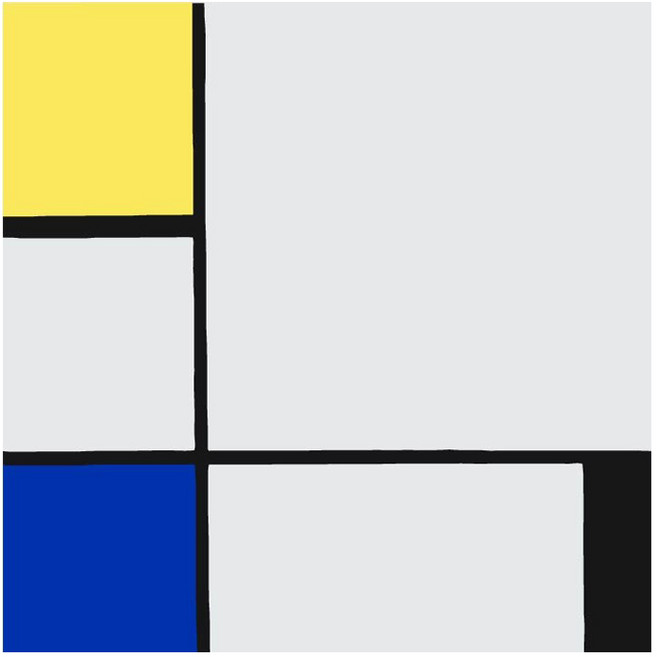 모모픽스페인팅 DIY 명화그리기 세트 40 x 40 cm, E10 몬드리안 노랑파랑검정, 1세트