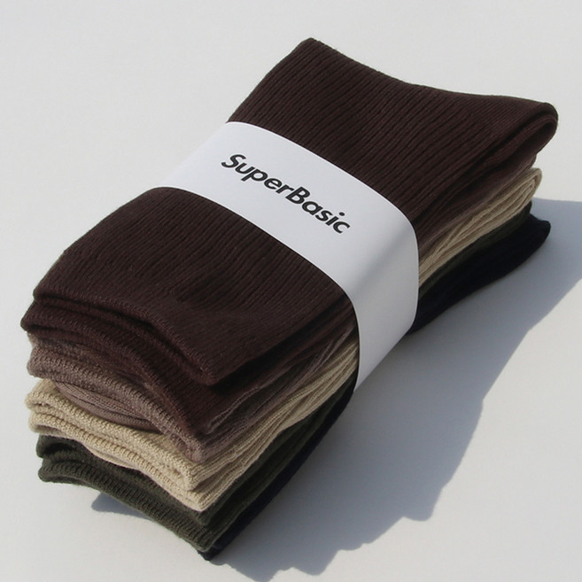 슈퍼베이직 남녀공용 1290 골지 양말 5족 세트