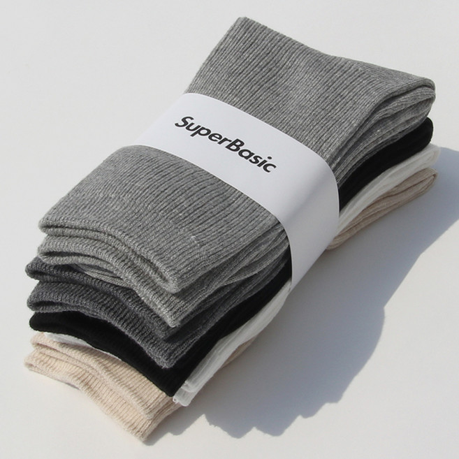 슈퍼베이직 남녀공용 1290 골지 양말 5족 세트