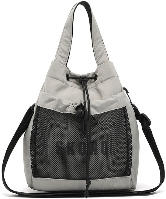 SKONO 網眼抽繩迷你包, 灰色