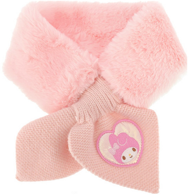 三麗鷗兒童款美樂蒂柔軟蝴蝶結針織絨毛圍巾 NSHKS10604