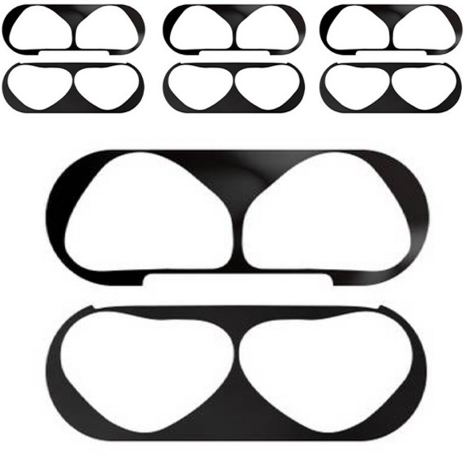 스페이스쉴드 에어팟 호환 아머 플렉스 철가루 방지 보호 스티커 4p 세트, 블랙, 1세트, 에어팟 프로 2/1 세대