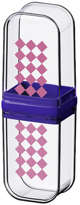 더자카 라운드 사각 투명 칫솔케이스, 퍼플, 1개