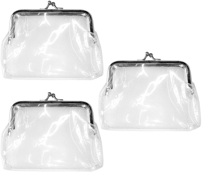 모나코올리브 클리어 동전지갑 파우치 대형, 투명, 3개