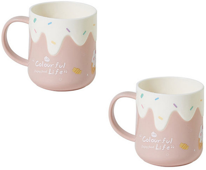 더자카 아이스크림 욕실 양치컵, 핑크, 2개