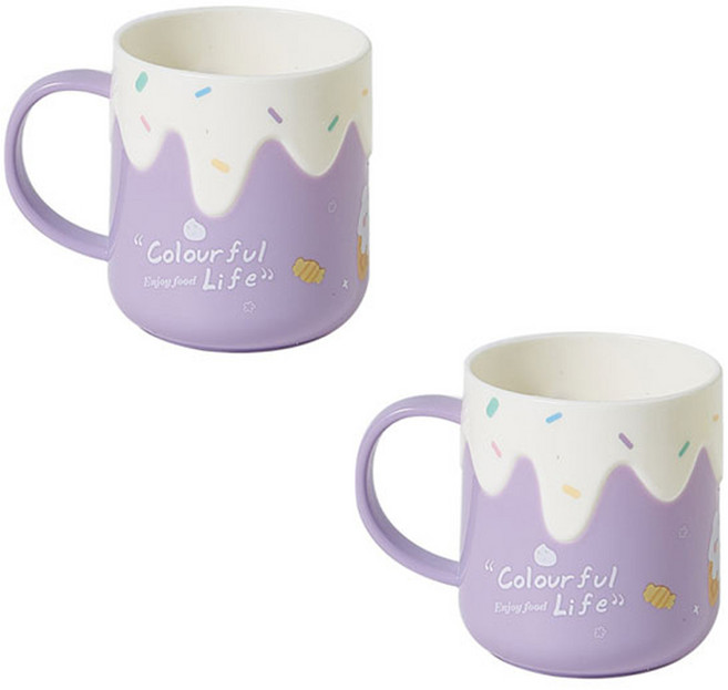 더자카 아이스크림 욕실 양치컵, 퍼플, 2개
