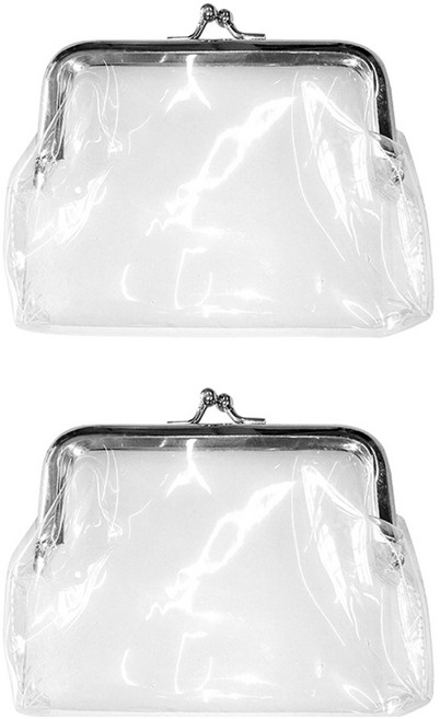 모나코올리브 클리어 동전지갑 파우치 대형, 투명, 2개