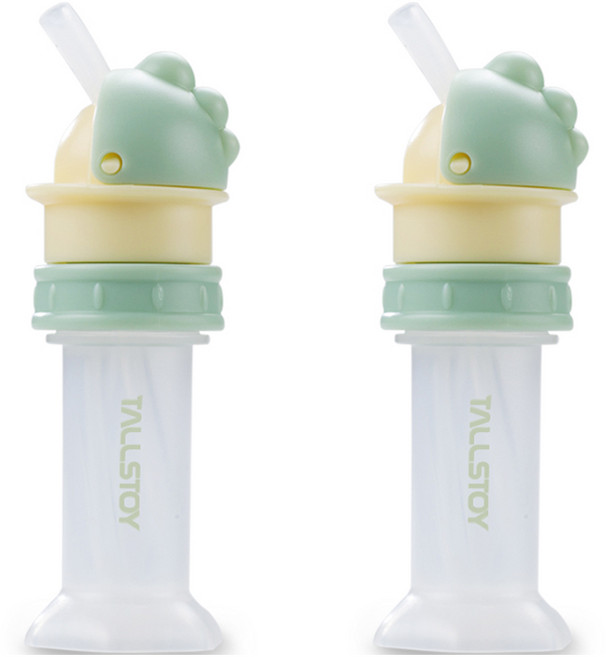 톨스토이 디노 휴대용 실리콘 빨대 뚜껑 케이스 세트, 2세트, 빨대 + 보관케이스