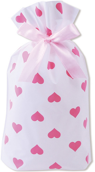 아이엔피 핑크 하트 리본 구디백 중 15 x 23 + 7 cm, 50개입, 1개