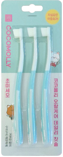 코코몰리 오랄케어 데일리 강아지 고양이 칫솔, 화이트민트, 3개