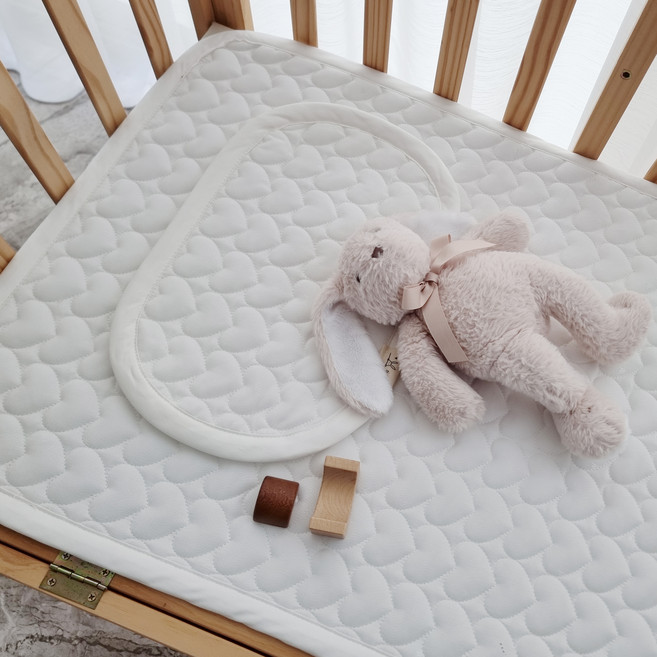 아이레빗유아순면도톰하트양면 침대패드+베개패드세트, 순면 도톰 하트