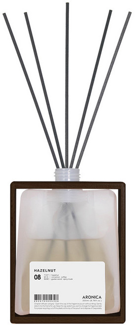 아로니카 내츄럴 우드 다크 코팅 프레임 챕터 디퓨저, 헤이즐넛, 200ml, 1개