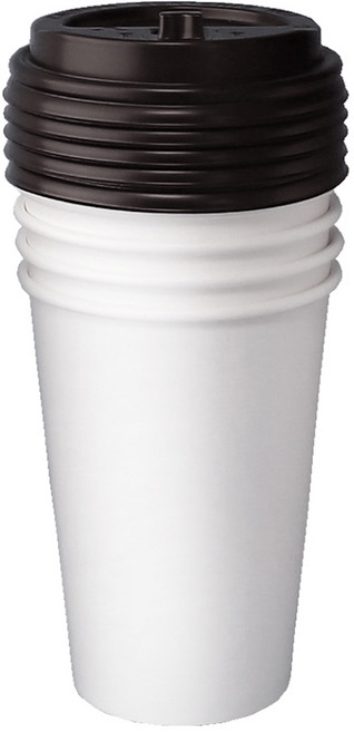 블룸엣홈 카페 무지 종이컵 390ml x 25p + 블랙 뚜껑 25p 세트, 1세트