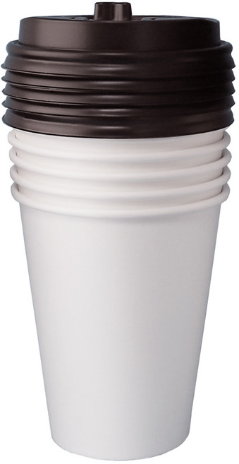 블룸엣홈 카페 무지 종이컵 240ml x 25p + 블랙 뚜껑 25p 세트, 1세트