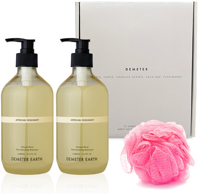 DEMETER 大地洗髮精 迷迭香 500ml 2入 + 沐浴球 + 禮盒組, 1套