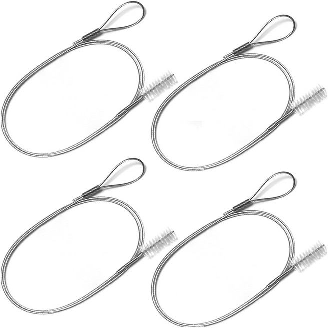 모나코올리브 세면대 배수구 스텐와이어 청소솔, 실버, 4개