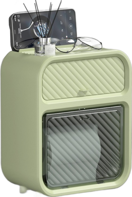 피어니스트 무타공 방수 벽걸이 휴지걸이, 연두