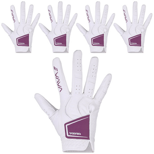 어베이브 여성용 팬시 컬러와펜 극세사 골프장갑 왼손용, 화이트퍼플, 5개